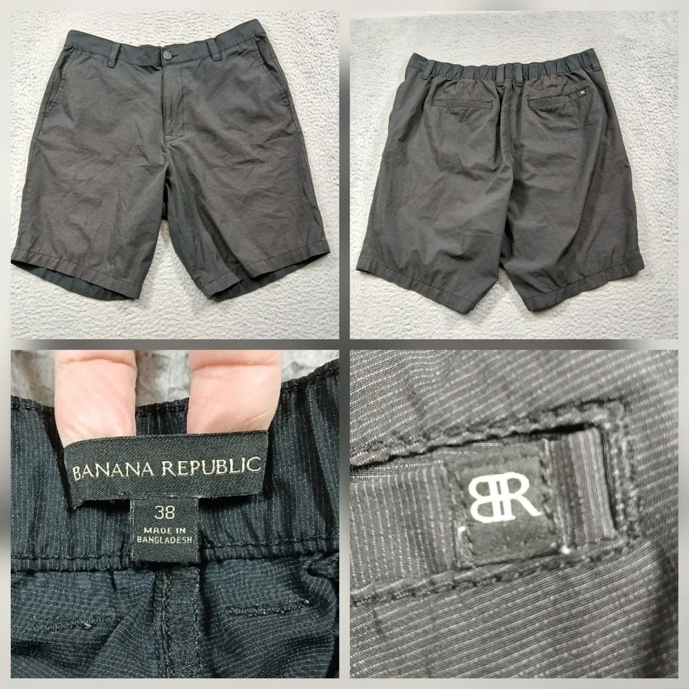 Banana Republic Men's Tech Shorts Size 38 Black Textured Performance Casual‎ EUC